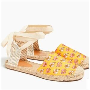 NWOB J Crew Canvas Ankle Tie Espadrille Sandals